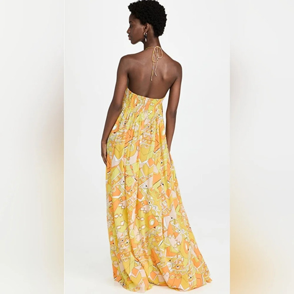 S/W/F Halterneck Poolside Yellow Maxi Dress Size Small - Picture 11 of 12